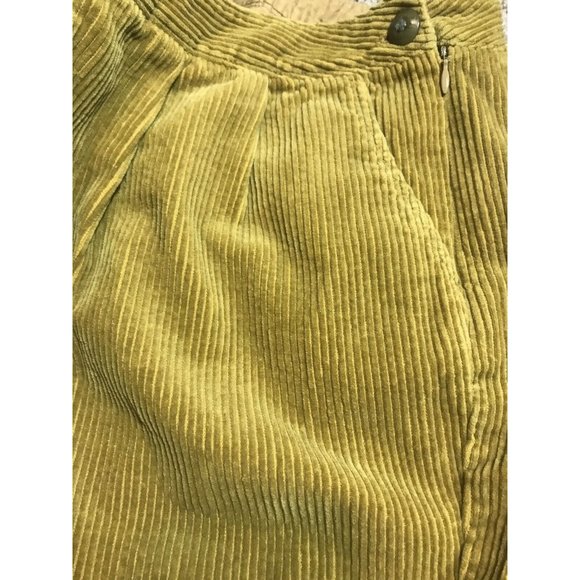 Old Navy Juniors Yellow Brown Corduroy Mini Skirt Size 0 Pleated Front W Pockets - Picture 3 of 7